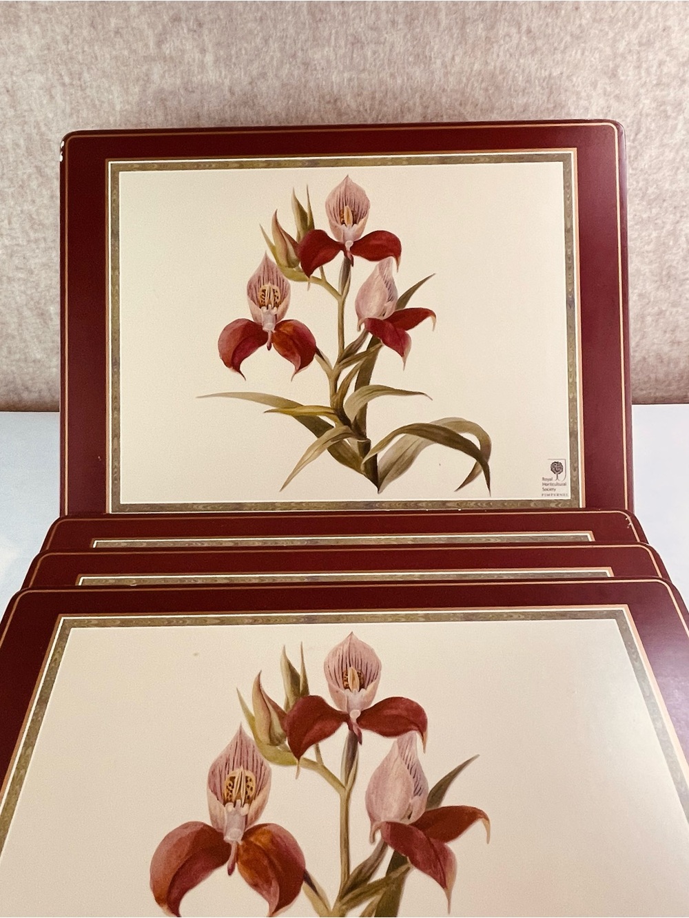 VTG Royal Horticultural Society Botanic Pimpernel Placemats Cork Backed Set of 4